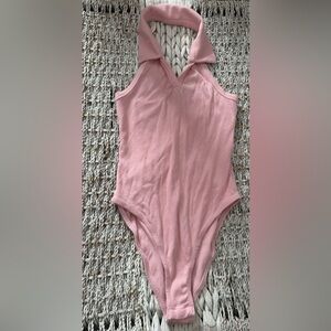 Pink Collared Bodysuit